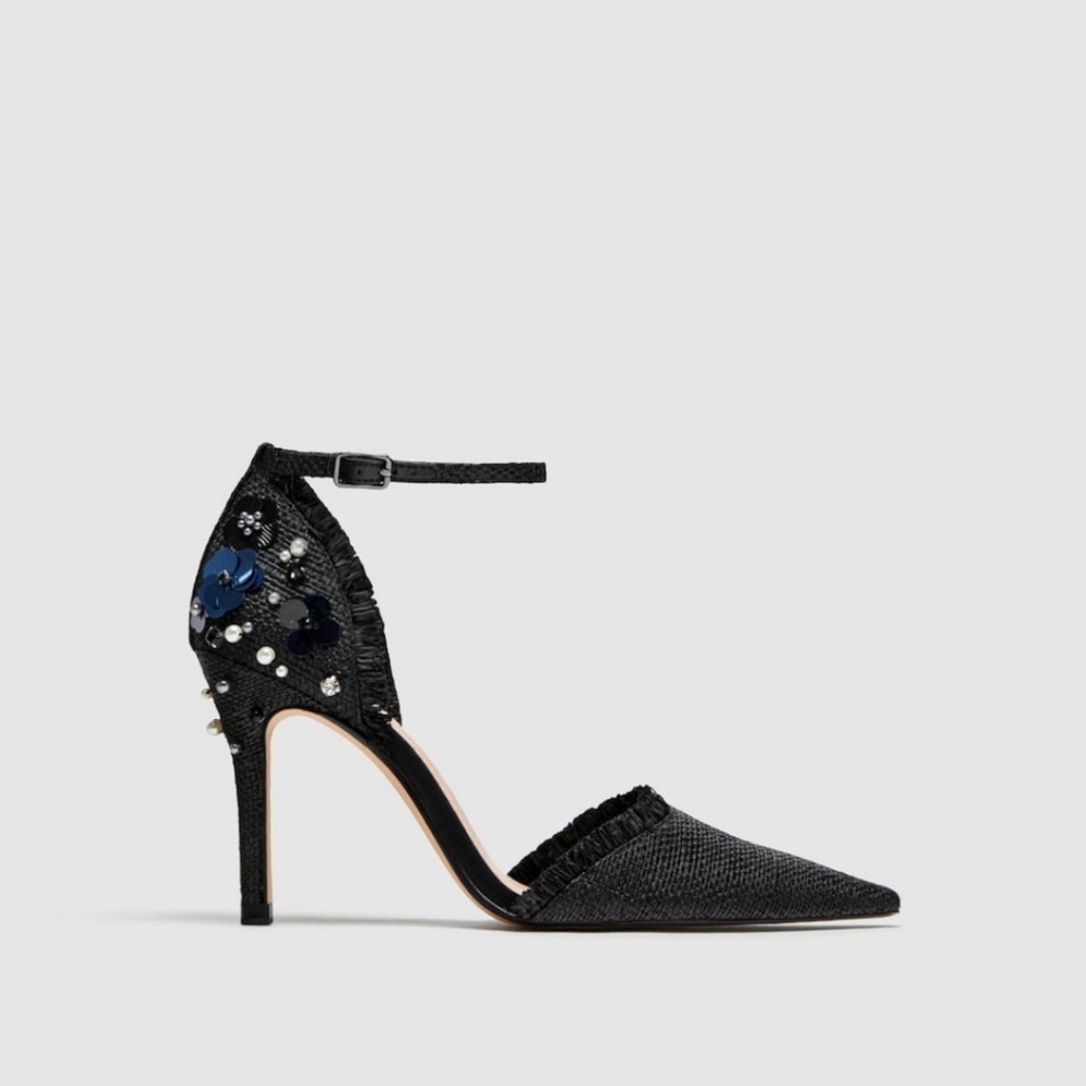 ZARA FLORAL D’ORSAY SHOES